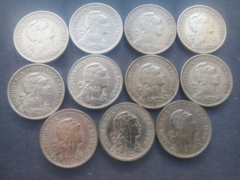 Coleção de 11 moedas de 1$00  anos de 1950/1960 alpaca MBC raras,