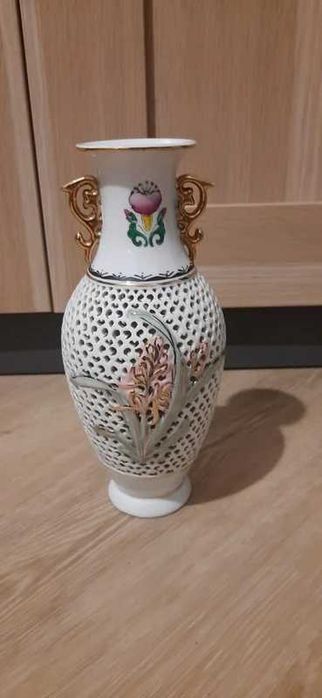 Kunsztowny Wazon Ażurowy / Porcelana Chinoiserie / Ręcznie Malowany