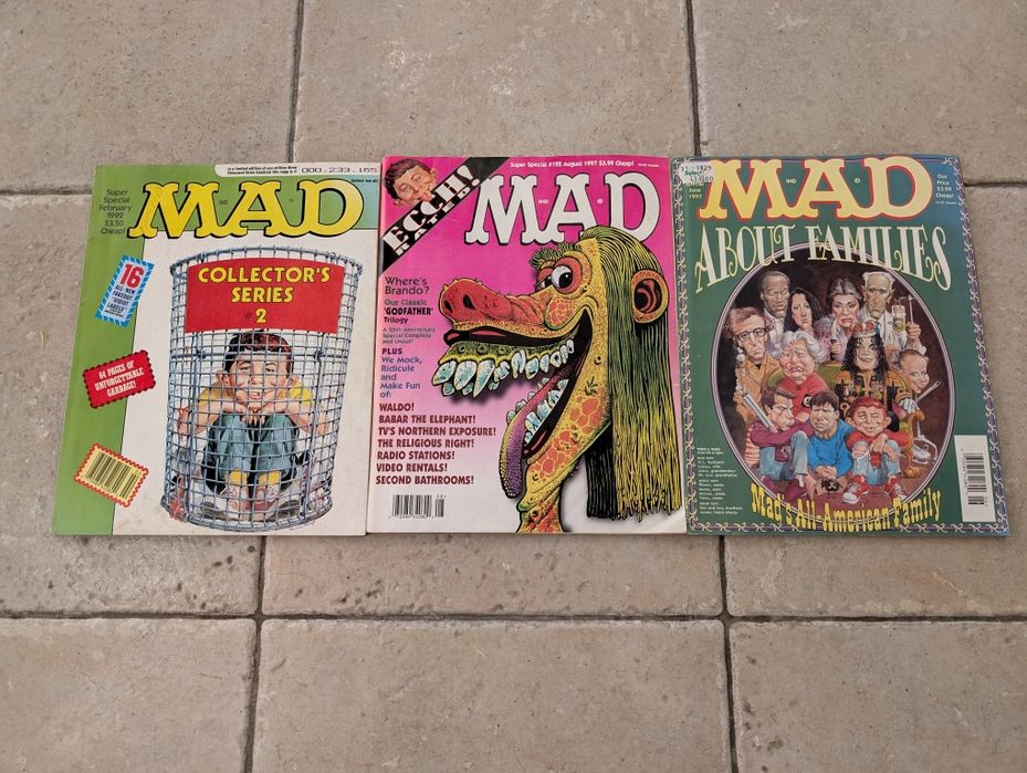 MAD revista humorística americana 3 exemplares de 1992 e 1997