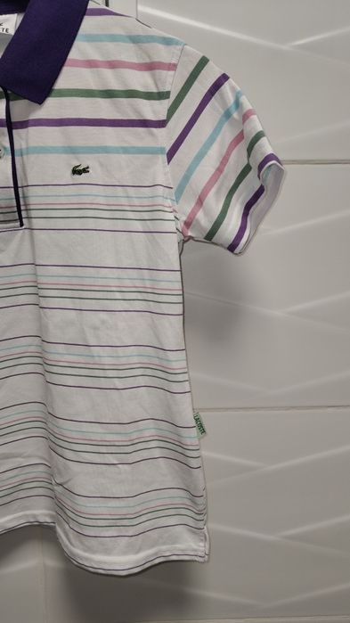 Polo Lacoste r. 40 / L białe paski