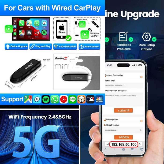 Адаптер для беспроводного Apple CarPlay - CarlinKit Mini SE / Mini 5