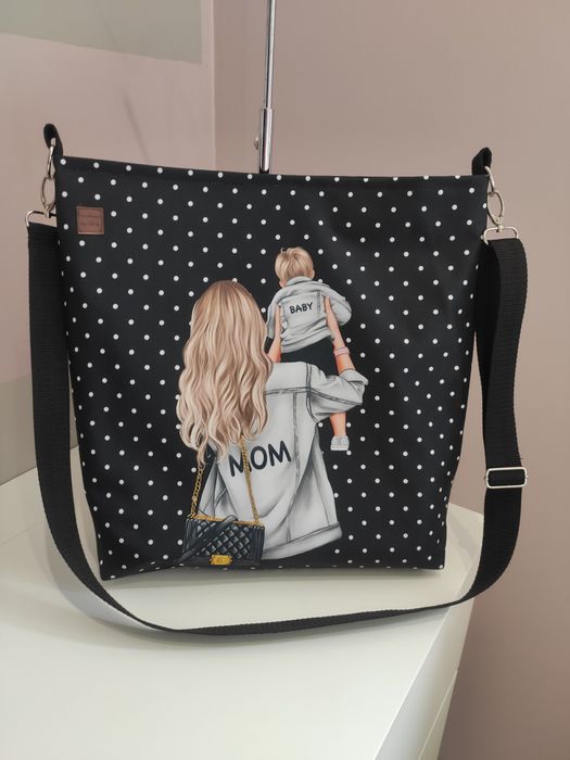 Torebka do wózka shopper bag mama blond i syn torba mama z synem