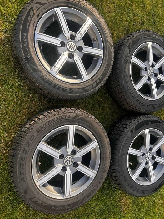 Sprzedam komplet kół VW UP 14” – alufelgi + opony wielosezonowe 2024r.