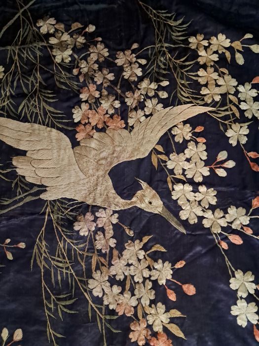 Colcha e fronhas de seda chinesa sec. XIX