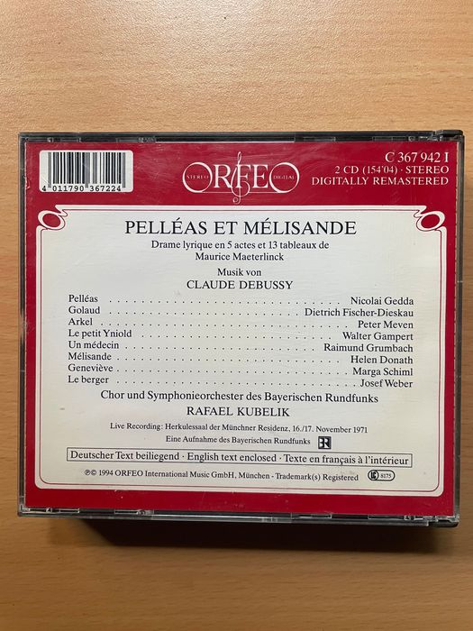 CD Debussy: Pelléas Et Mélisande (Kubelik)