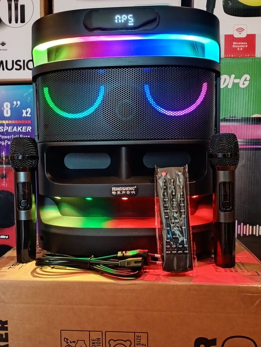Блютуз караоке акустика Temeisheng-10(SD,USB,FM) пультДУ, 2микрофона