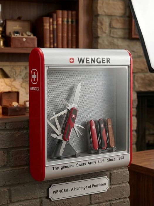Expositor / Vitrine Oficial Wenger Swiss Army Knife Vintage (Sem Chave)