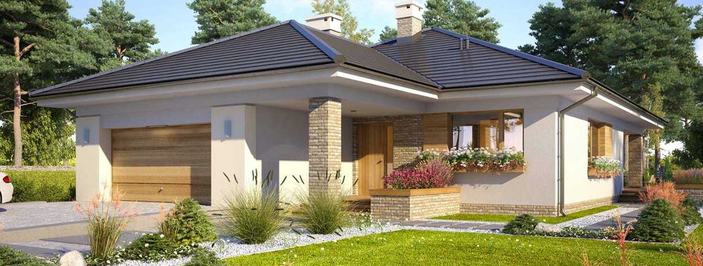 Wolnostojący parterowy z dużym garażem oraz tarasem 600 m Las