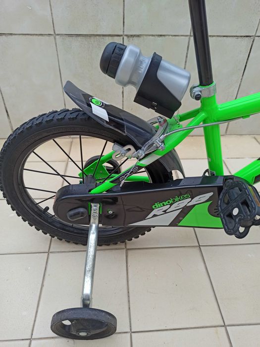 Bicicleta Dino Bikes Verde 14” Criança Com rodas de apoio. ÓTIMO Estado!