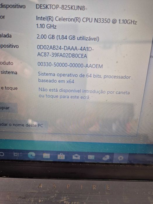 motherboard acer aspire A114 processador N3350, testada sem anomalia