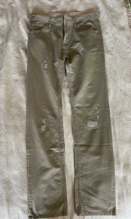 Spodnie jeansy męskie beżowe bawełniane logowane- M/L- Tommy Hilfiger.