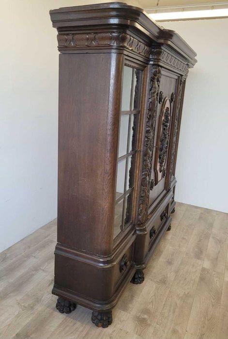 Dębowa neorenesansowa gabinetowa biblioteka z 1925 r.