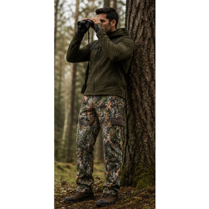 Spodnie taktyczne męskie softshell ocieplane polar 4XL 40W/32L las