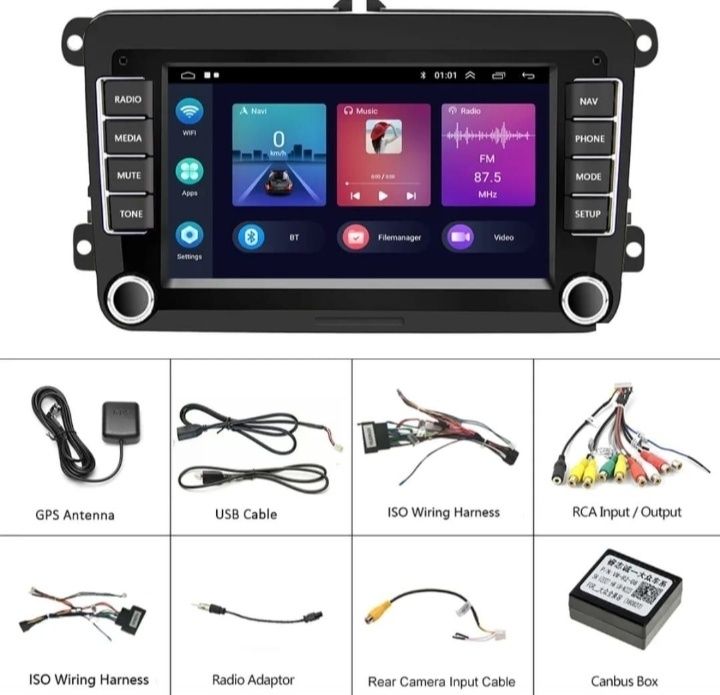 Auto Rádio VW Seat Skoda Android Gps Usb Canbus Comandos no Volante  Bluetooth Mãos livres 2gb 32gb