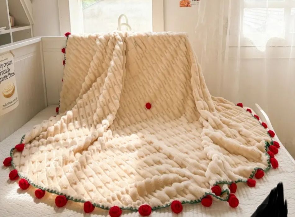 Koc bukiet kwiatów 200cm