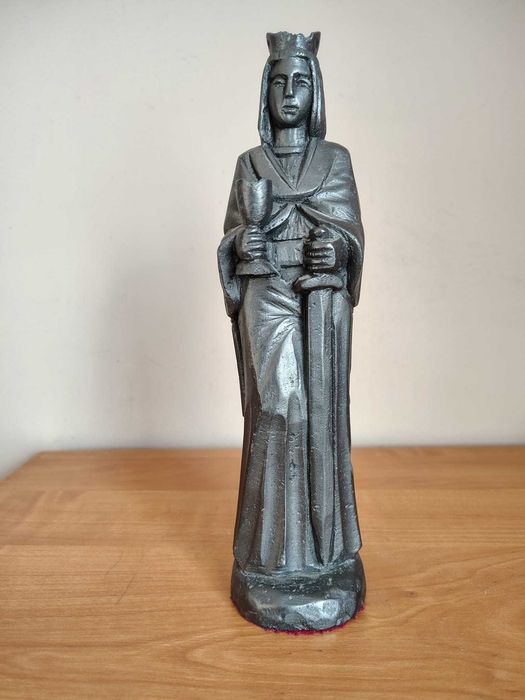 Św. Barbara figurka grafit odlew szkliwiony na połysk
