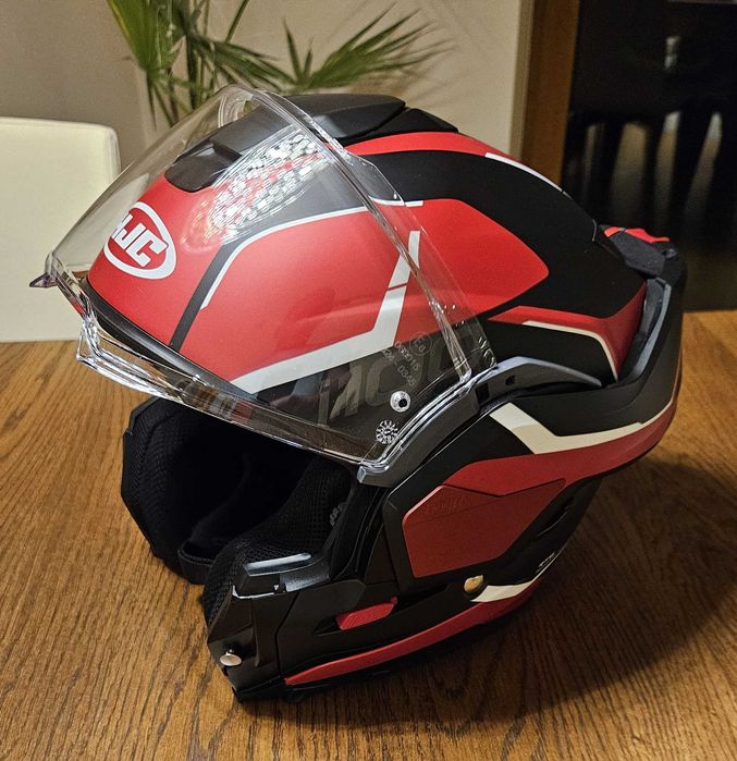 Kask motocyklowy HJC i100 szczękowy LORIX czerwono-czarny M