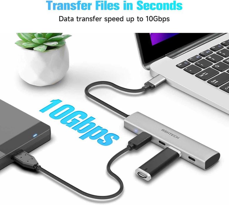 Hub USB C 10 Gbps, RSHTECH 4 porty