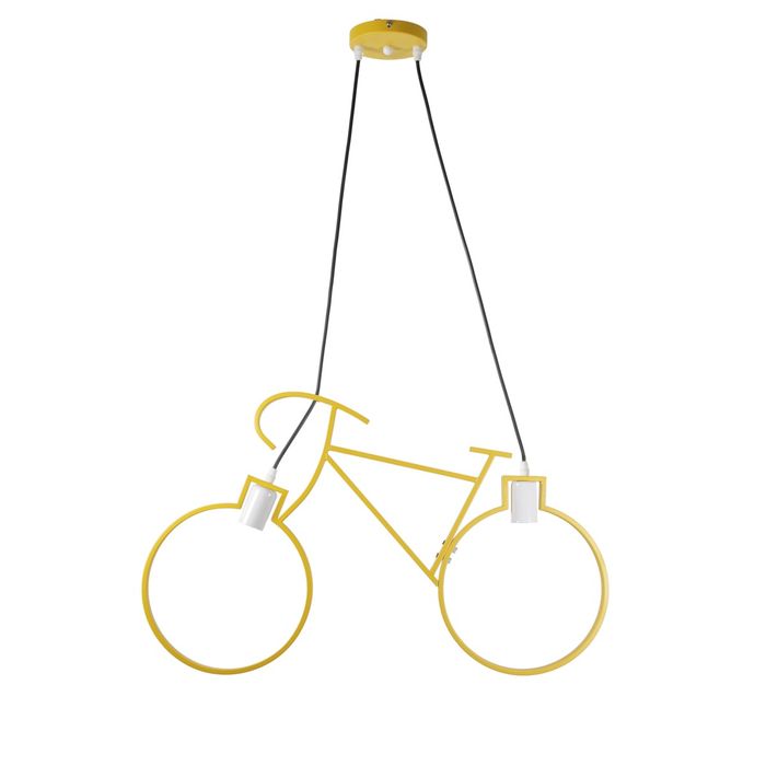 Nowa lampa rower wisząca żółta 2-punktowa