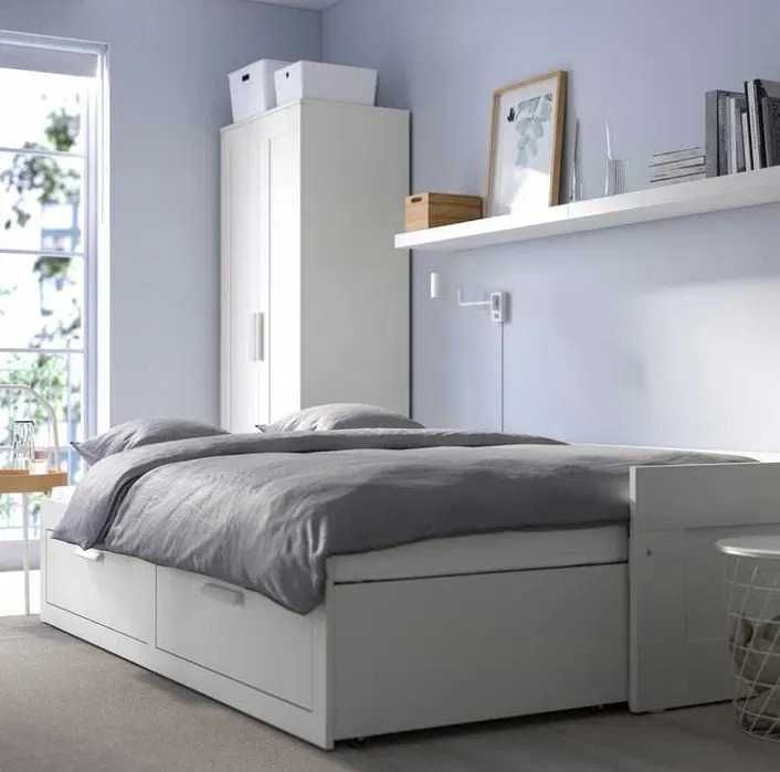 BRIMNES - Cama indiv/dupla c/2 gav, branco, 80x200 cm