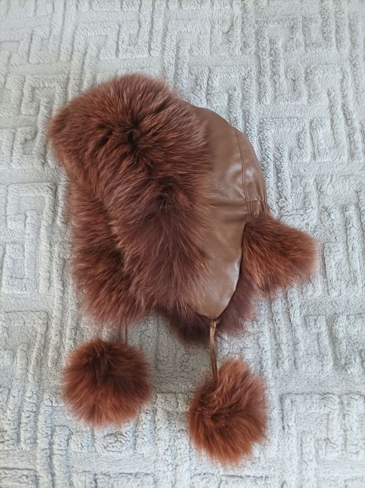 Шапка дитяча зимова з натуральної шкіри та хутра