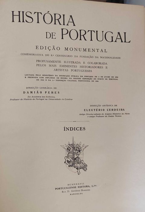 História de Portugal Edição Monumental da Portucalense Editora Porto