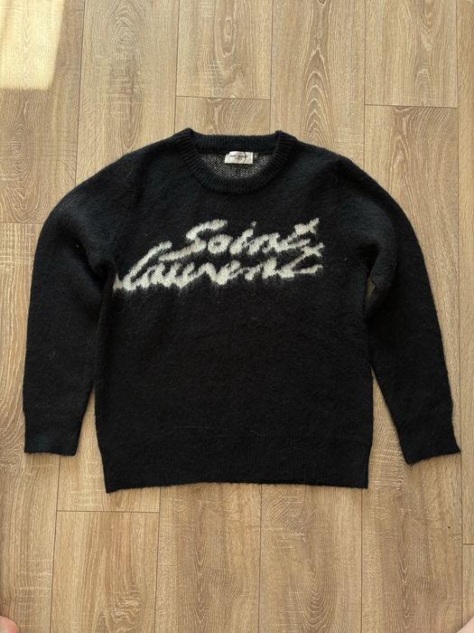 Saint laurent sweter czarny piekny wełniany
