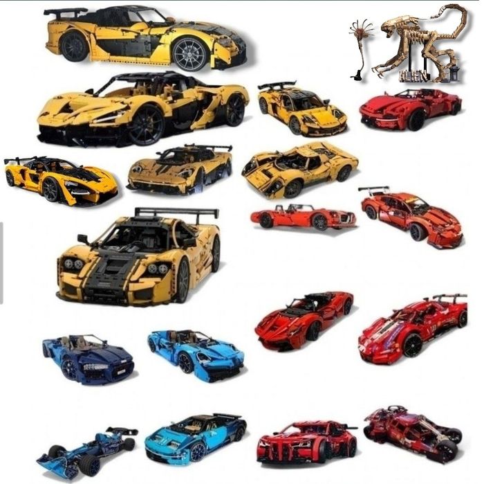MOC Альтернативні інструкції LEGO Technic Ferrari Daytona SP3 , Mclaren P1, Ford GT, Porsche 911 RSR Lambrghini Sian, Bugatti Chiron, Ferrari 488