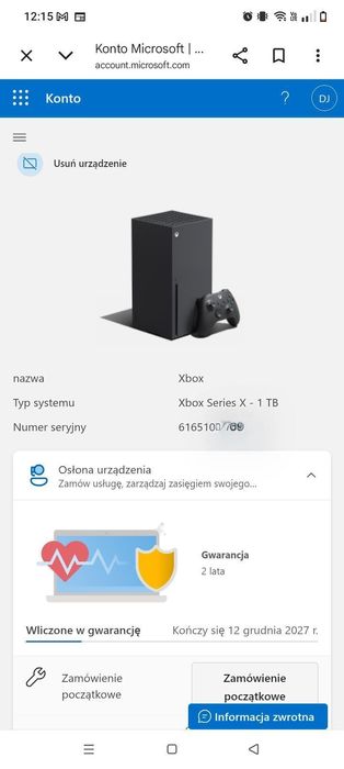 Xbox series x / Gwarancja do połowy grudnia 2027r
