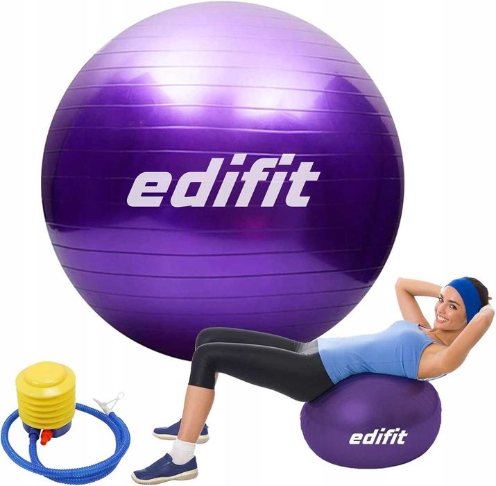 EDIFIT Piłka do jogi i pilatesu, r. 65 w zestawie z pompką