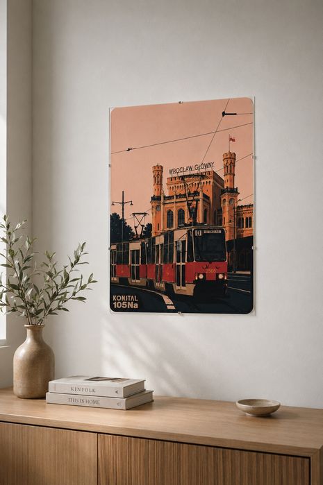 Plakat A3 w antyramie - tramwaj KONSTAL 105Na - Wrocław