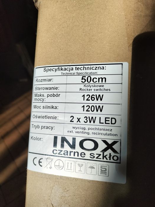 Okap TOFLESZ ok-7 vega, OK-7 VEGA GLASS INOX czarne szkło