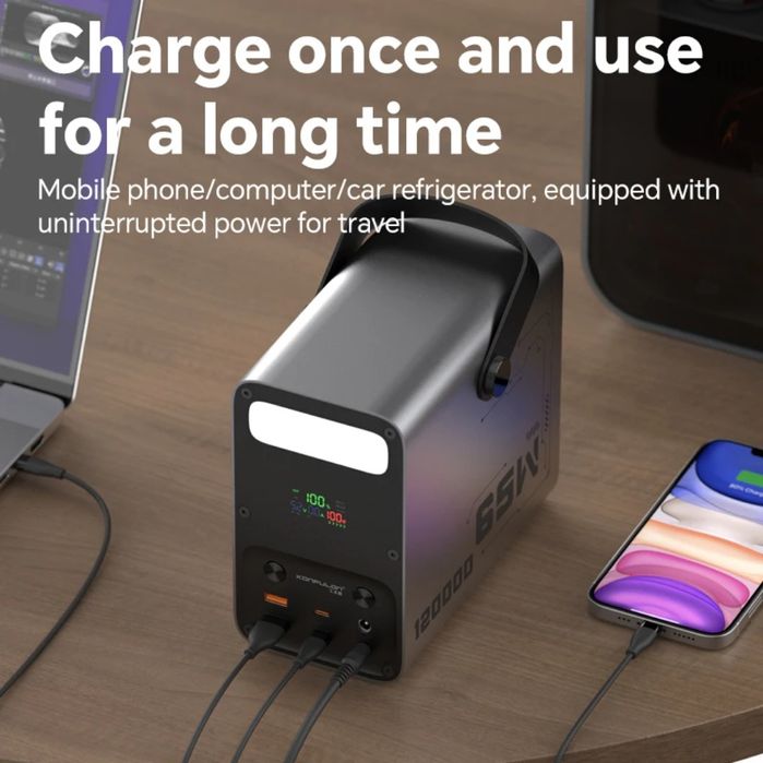 Продаю великий павербанк power bank 120000mah  65w для ноутбука lifepo