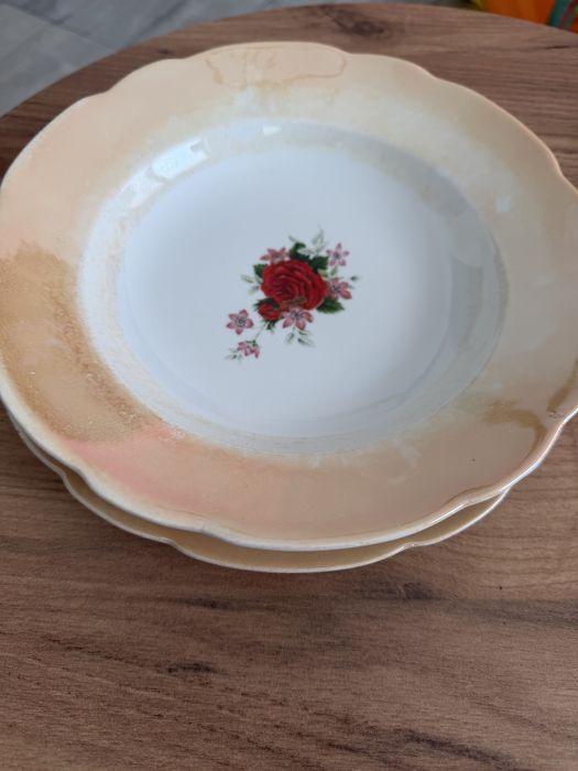Talerze obiadowe głębikie 6 szt porcelana PRL