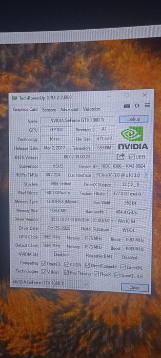 Продам GTX 1080 Ti ROG Strix