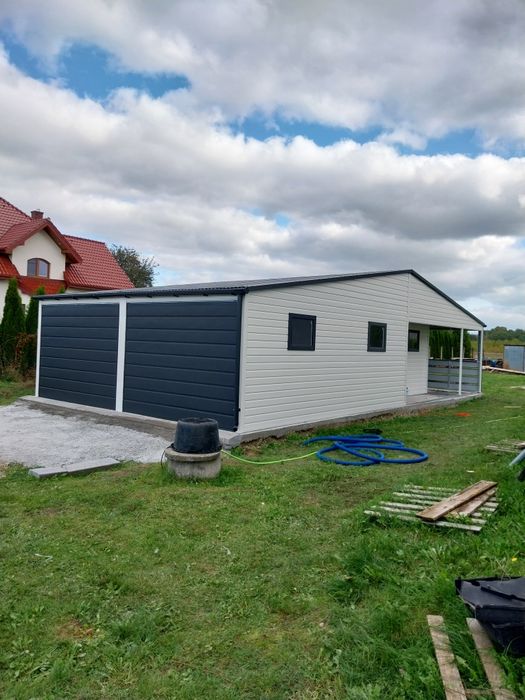 Garaż blaszany nowoczesny styl i wygląd MOCNA KONSTRUKCJA Z PROFILI - Więcej