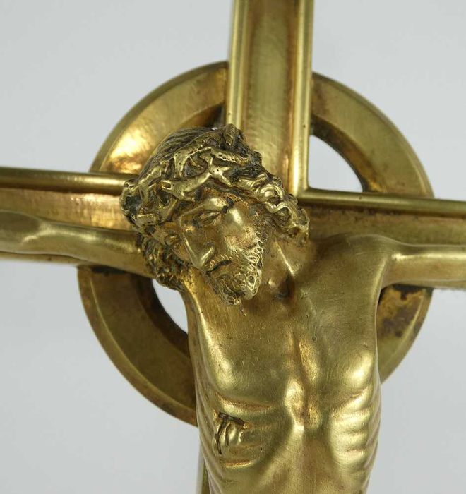 Krzyż krucyfiks mosiądz pasyjka JEZUS 50,5 cm GOTYK