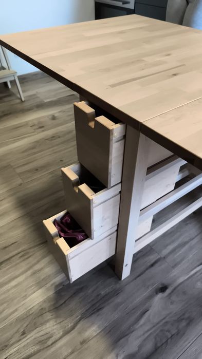 Mesa extensível IKEA NORDEN em bétula com 6 gavetas