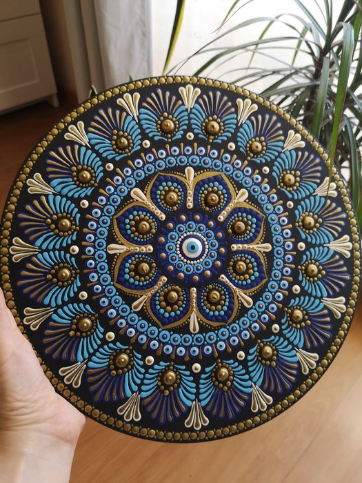 Disponível Portes Incluídos Mandala 30 cms Pintada à Mão
