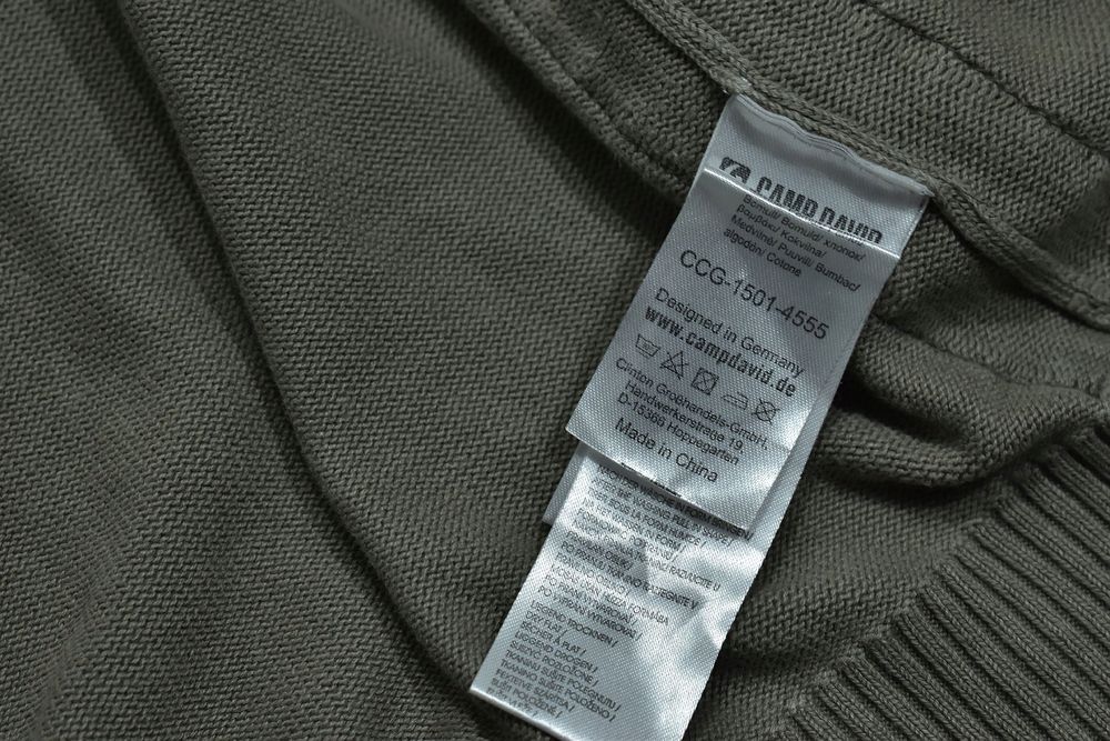 Camp David Bawełniany Rozpinany Sweter Męski Wash Effect M