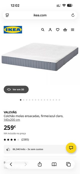 NEIDEN cama, pinho, 140x200 cm NOVO com talão