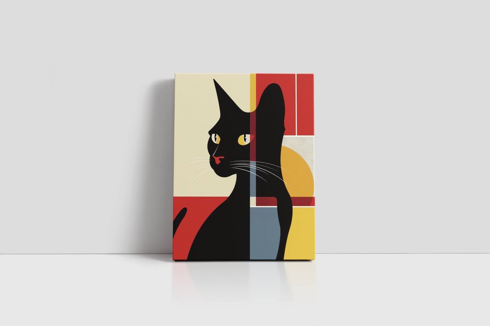 Obraz Geometryczny Kot w Abstrakcji 45x60 cm na Płótnie