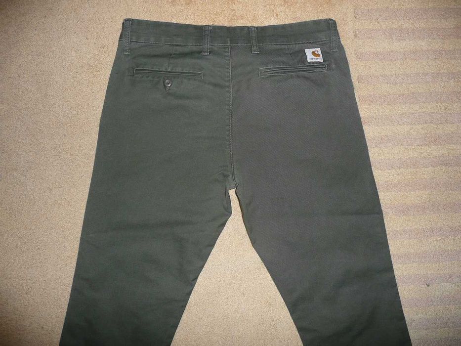 Spodnie CARHARTT W33/L32=44,5/101cm chinosy oliwkowe