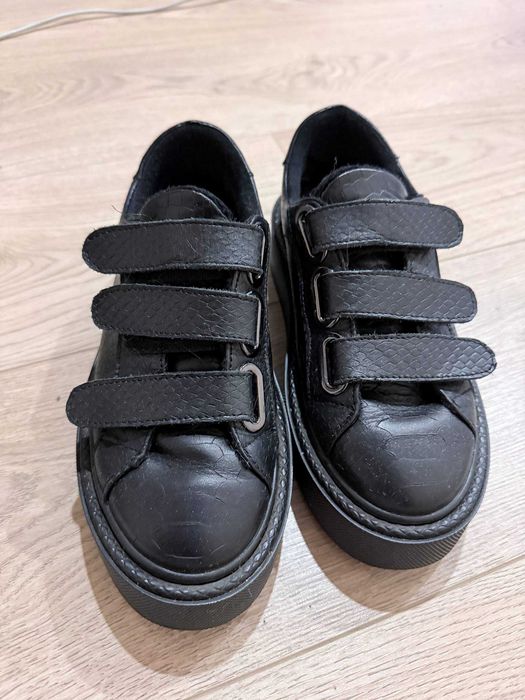 Кеды кожа питона черные на липучках