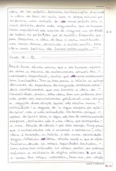 Resumos, Trabalhos, Testes e Correções de Filosofia
