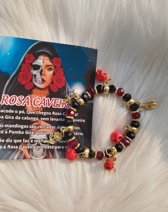 Pulseira Pomba gira Rosa Caveira