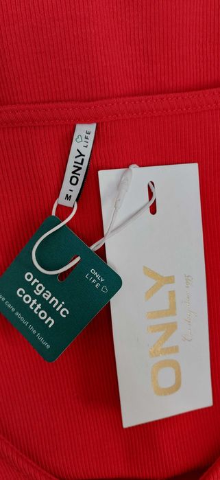 Bawełniana czerwona bluzka ONLY, R. M