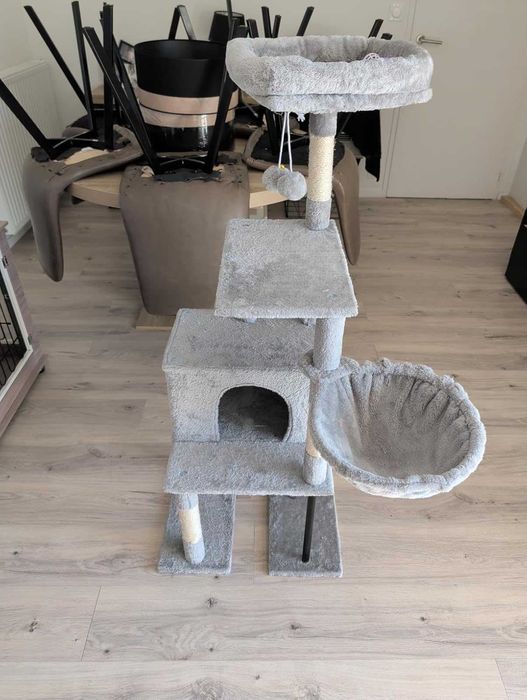 Drapak dla kota wysoki 125cm Nowy Domek Hamak Legowisko Szary