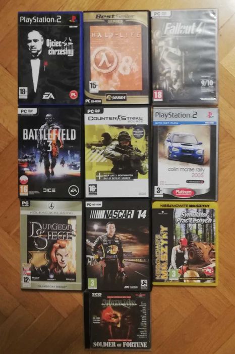 Gry komputerowe PlayStation 2 i PC - zestaw 10 sztuk - Tanio