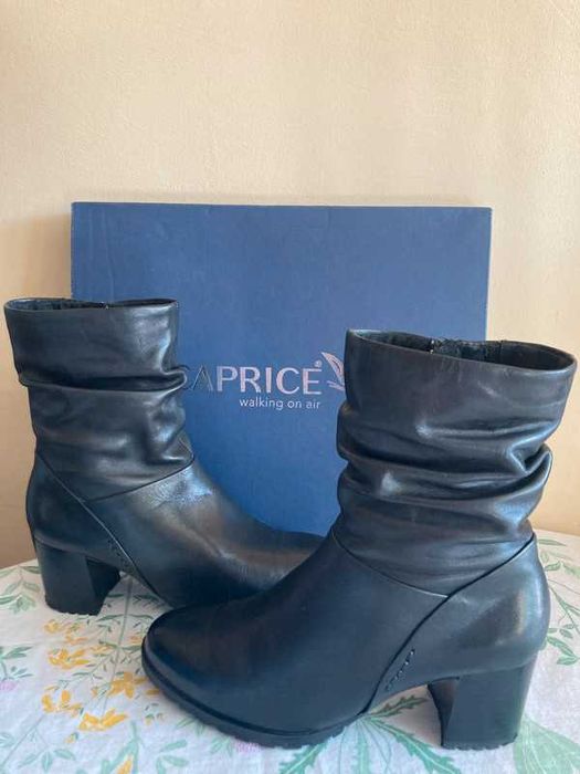 Buty kozaki kozaczki krótkie botki czarne na obcasie Tamaris 38,5